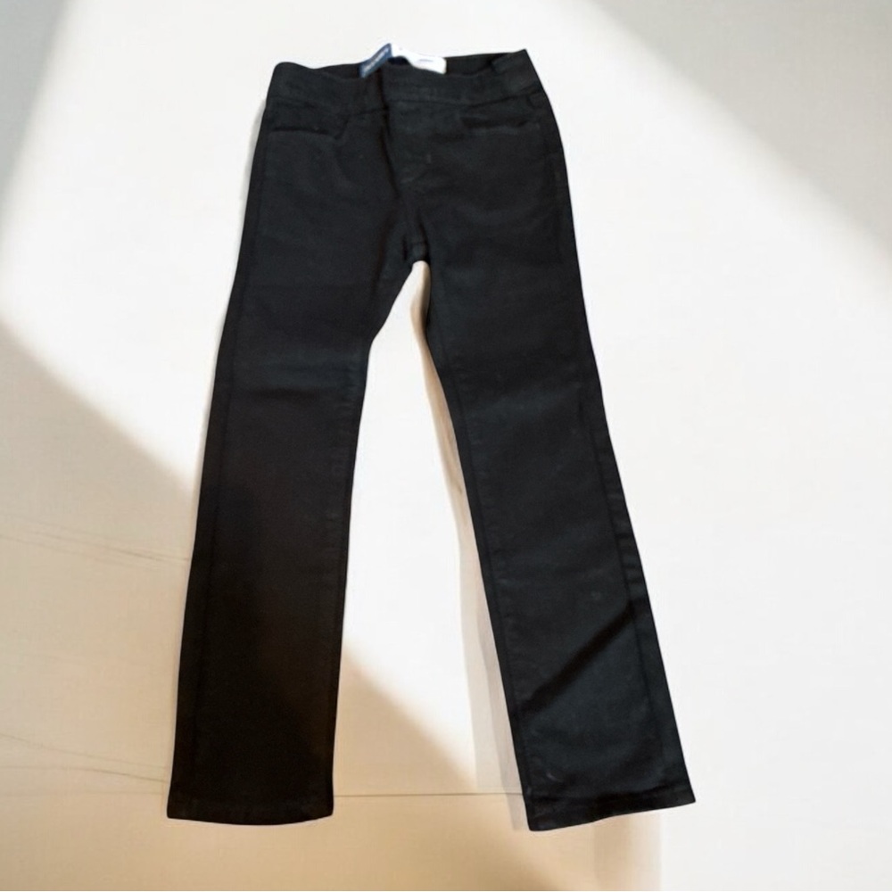Black Pull On Denim Jeans Girls Small 6-7